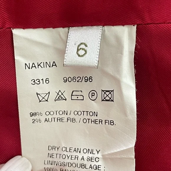 BERNARD ZINS PARIS RED CORDUROY ZAKINA JACKET SIZE 6